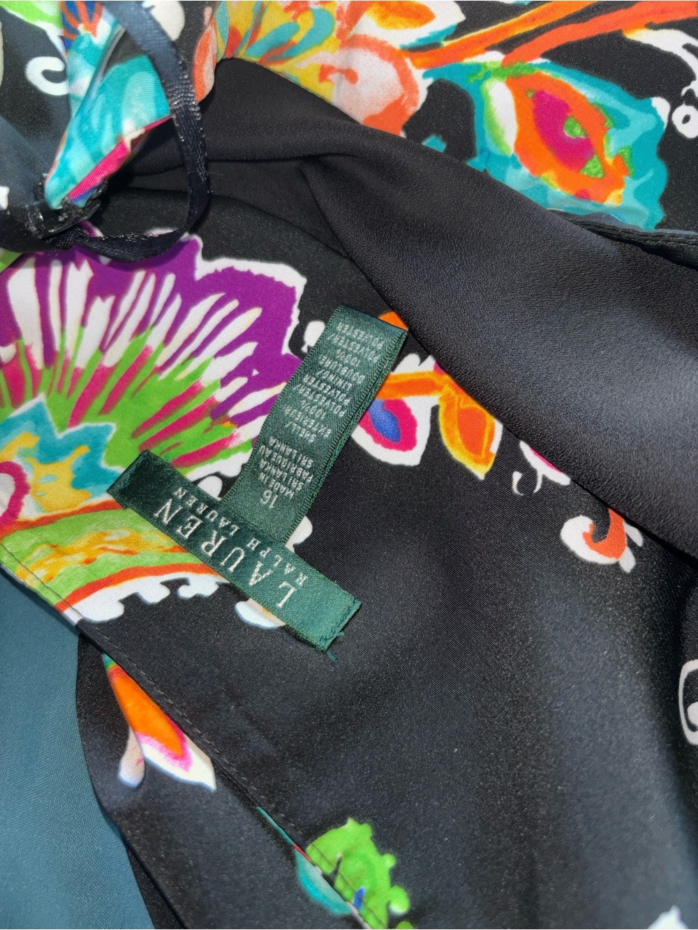 Lauren Ralph Lauren Black Multicolor Floral Print skirt size 16 - Picture 12 of 14